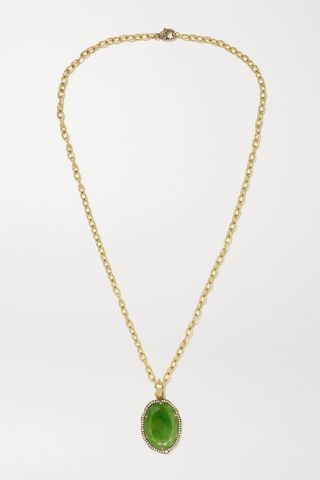 Sylva & Cie + 18-Karat Gold, Jade and Diamond Necklace