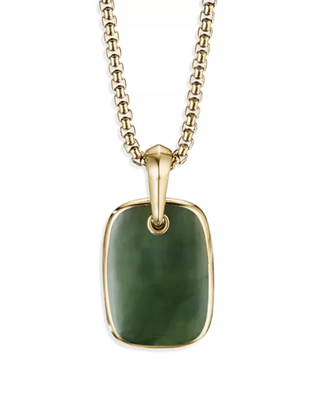 David Yurman + Tablet Amulet in 18k Yellow Gold With Nephrite Jade