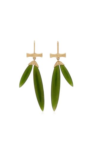 Annette Ferdinandsen + Bamboo 14k Yellow Gold Jade Earrings