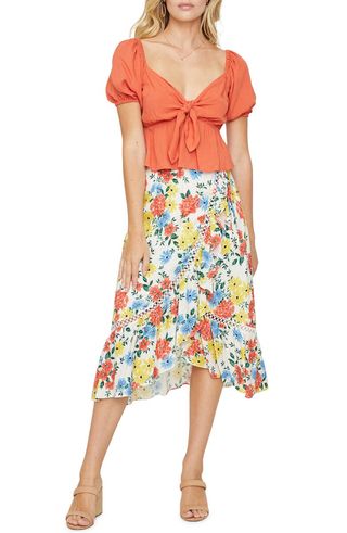 Lost + Wander + Center of Attention Floral Print Wrap Skirt