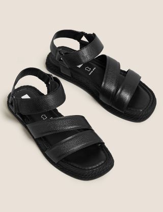 Marks and Spencer + Leather Ankle Strap Flat Sandals