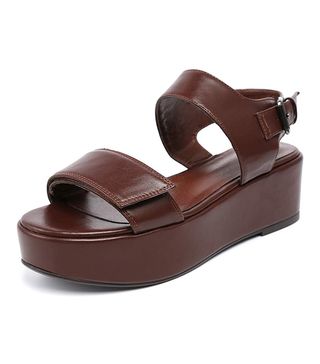Ykb + Chunky High Heel Thin Dual Straps Slide Sandals