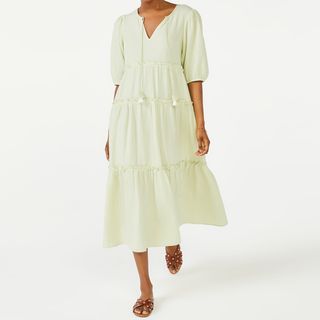 Scoop + Peasant Dress with Puff Sleeves