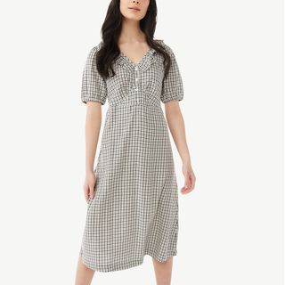Free Assembly + Ruffle V-Neck Dress With Short Sleeves