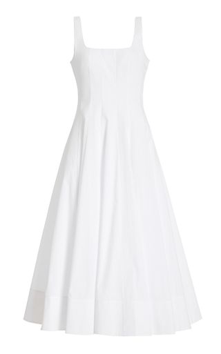 Staud + Wells Paneled Cotton-Poplin Midi Dress