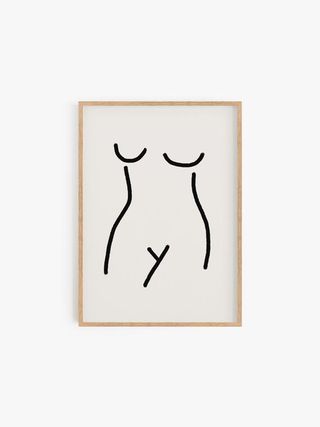 Etsy + Female Form Illustration Nude Print Neutral Drawing Female