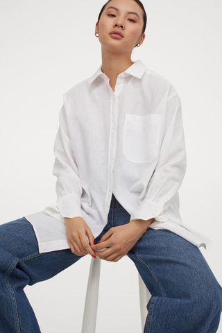 H&M + Oversize Linen-Blend Shirt