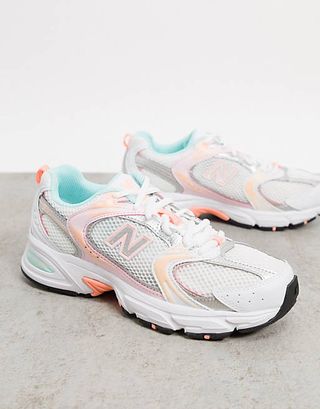 New Balance + 530 Sneakers in White and Orange