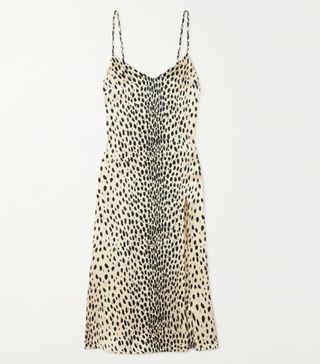 Reformation + Britten Cheetah-Print Silk-Satin Midi Dress