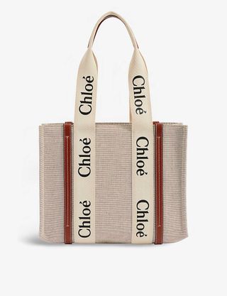 Chloé + Woody Medium Cotton-Canvas Tote Bag