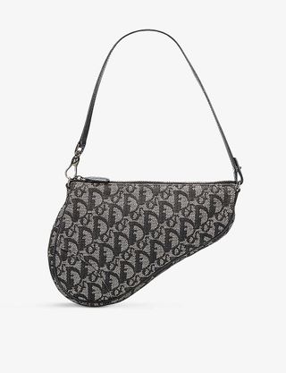 Dior + Pre-Loved Dior Oblique Mini Saddle Canvas Shoulder Bag