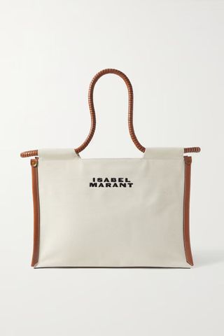 Isabel Marant + Toledo Leather-Trimmed Embroidered Canvas Tote