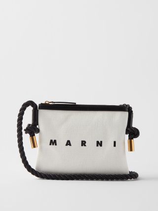 Marni + Marcel Leather-Trim Canvas Cross-Body Bag