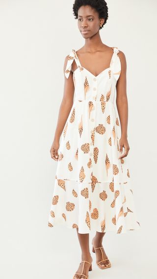 Farm Rio + Leopard Shell Midi Dress