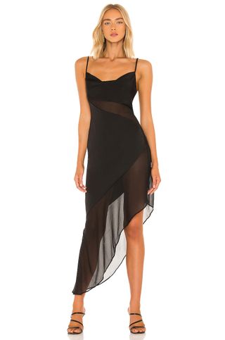 NBD + Delfino Slip Dress in Black