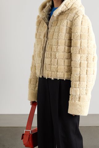 Acne Studios + Cropped Shearling Hooded Jacket