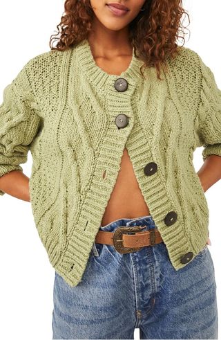 Free People + Bonfire Cable Knit Cardigan