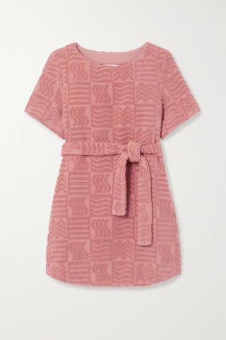 Lucy Folk + Belted Cotton-Terry Mini Dress