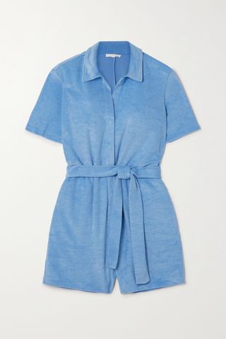 Skin + Mags Belted Cotton-Blend Terry Playsuit