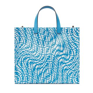 Fendi + Blue Glazed Canvas Shopper