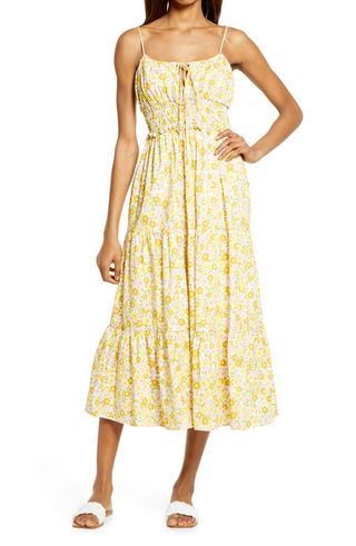 WAYF + Wisteria Floral Tiered Midi Sundress