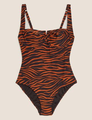 Marks and Spencer + Zebra Print Wired Plunge Swimsuit
