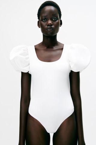 Zara + Balloon Sleeve Swimsuit