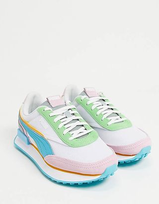 Puma + Future Rider Sneakers in Pink and Blue