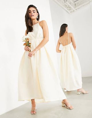 ASOS Edition + Clementine Halter Wedding Dress With Pleat Detail and Low Back