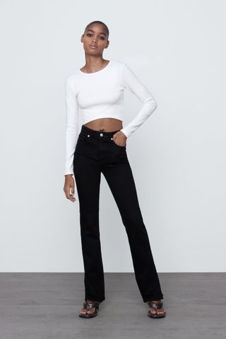 Zara + Hi Rise Split Skinny Jeans