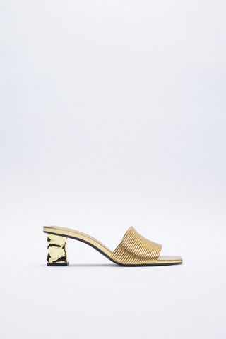 Zara + Metallic Heeled Sandals