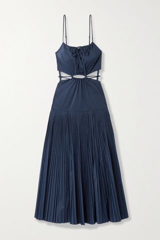 Jonathan Simkhai + Rem Cutout Pleated Cotton-Blend Poplin Maxi Dress