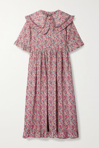Horror Vacui + Martha Belted Ruffled Floral-Print Cotton-Poplin Midi Dress