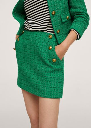 Mango + Tweed Buttoned Miniskirt