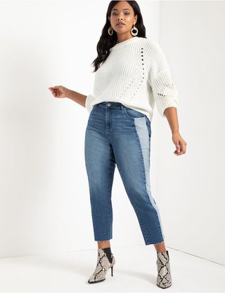 Eloquii + Relaxed Two-Tone Jeans