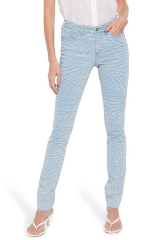NYDJ + Alina Zebra Print High Waist Stretch Skinny Jeans
