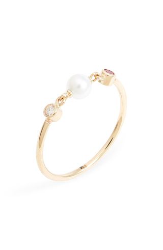 Poppy Finch + Cultured Pearl, Ruby & Diamond Ring