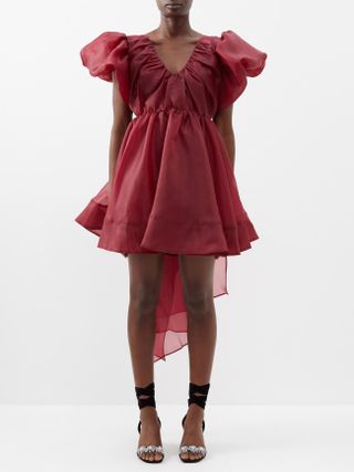 Aje + Gretta Bow-Trimmed Organza Mini Dress