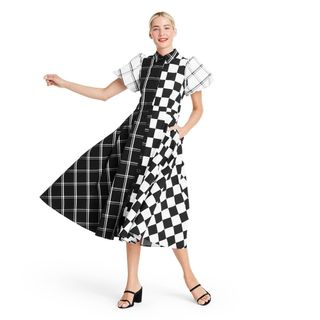 Christopher John Rogers for Target + Mixed Checkerboard Puff Sleeve Shirtdress