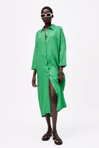 Zara + Linen Midi Tunic Dress
