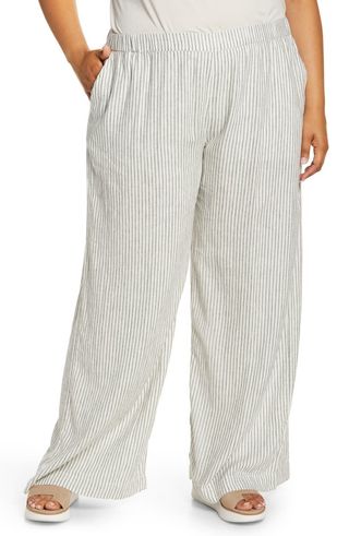 Caslon + Pull-On Linen Blend High Waist Wide Leg Pants