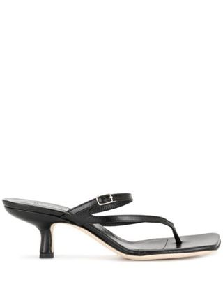 BY FAR + Desire Creased-Leather Sandals
