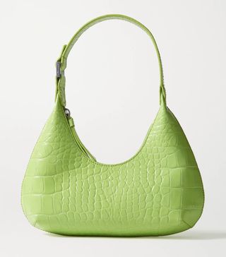 BY FAR + Amber Baby Croc-Effect Leather Tote