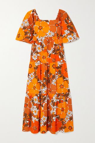Faithfull the Brand + + Net Sustain Kiona Tie-Detailed Tiered Floral-Print Voile Midi Dress