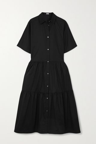 Co + Tiered Cotton-Poplin Midi Shirt Dress