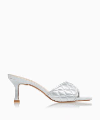 Dune London + Maison Quilted Mules in Silver