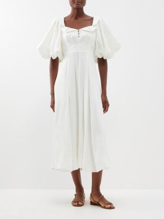 Aje + Jessica Frilled Linen-Blend Midi Dress
