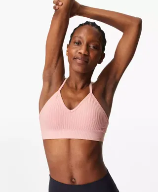 Sweaty Betty + Mindful Seamless Yoga Bra in Nerine Pink