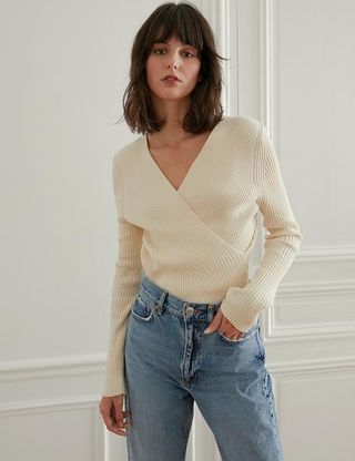 Pixie Market + Ivory Wrap Knit Sweater
