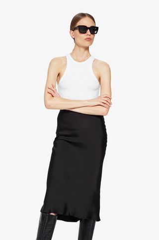 Anine Bing + Bar Silk Skirt in Black